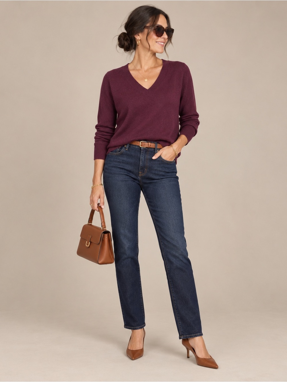 NWT Old Navy SoSoft Loose Classic V-Neck Sweater Cherry Bark Burgundy Size XS